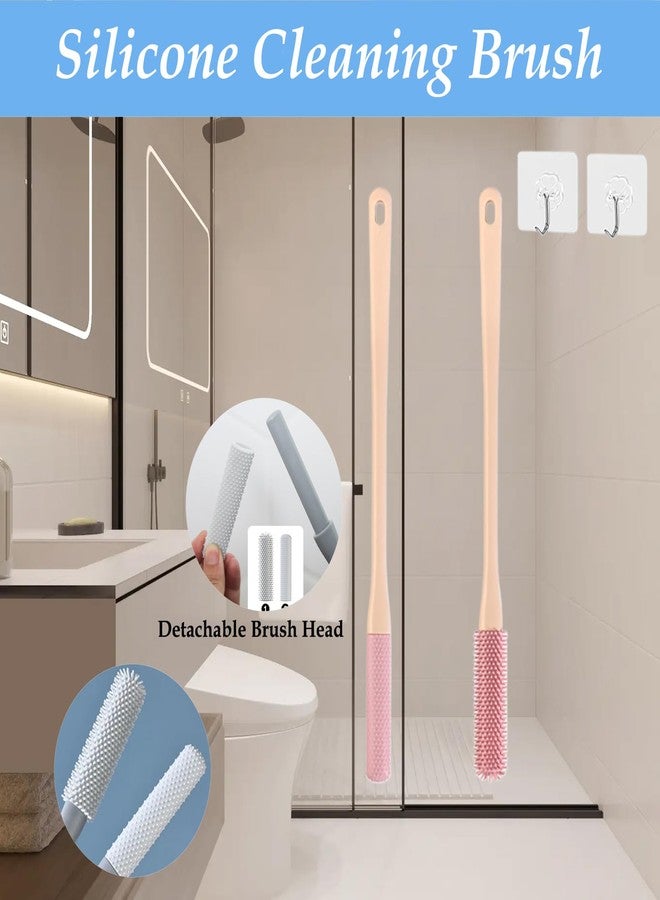 Easkite Toe Cleaning Brush,15.7" Foot Scrubber in Shower with Long Handle Shower Foot Scrubber Foot Brush Toe Scrubber for Exfoliating for Men,Women and Seniors(Pink) - Image 2